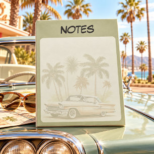 Bloc-note Voitures Classiques Vintage Palmiers Cadre Vert Sa