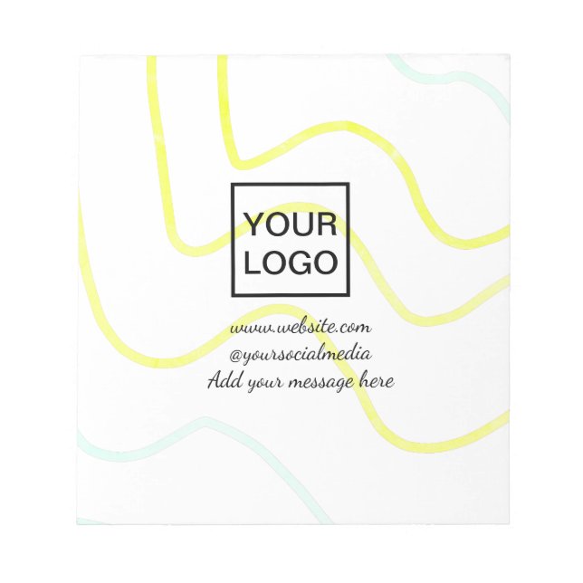 Bloc-note Votre logo ici blanc simple minimal lignes jaunes  (Devant)