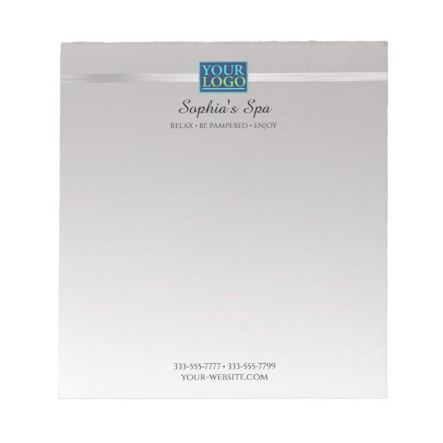 Bloc-note Votre logo, nom commercial et informations Silver  (Devant)