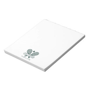 Bloc-note Votre nom de club Tennis Team Staff Green Logo