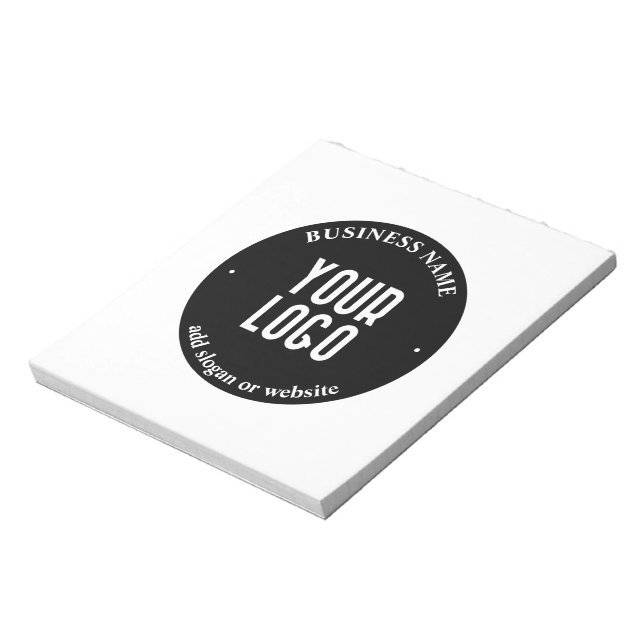 Bloc-note Votre texte & logo téléchargé | Noir & Blanc modif (Tourné)