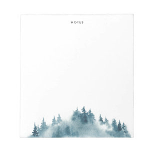 Bloc-note Watercolor Blue Winter Forest