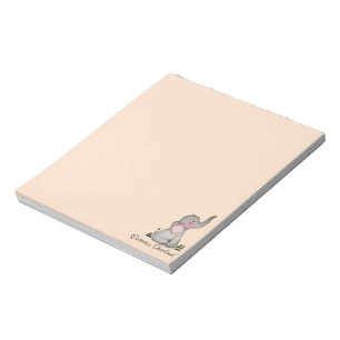 Bloc-note Watercolor Cute Baby Elephant With Blush & Flowers