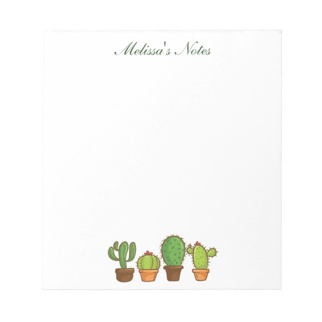 Bloc-note Watercolor Succulents Personalized Boho Greenery (Devant)