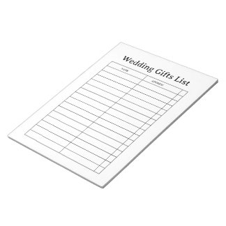 Bloc-note Wedding Gift List Notepad
