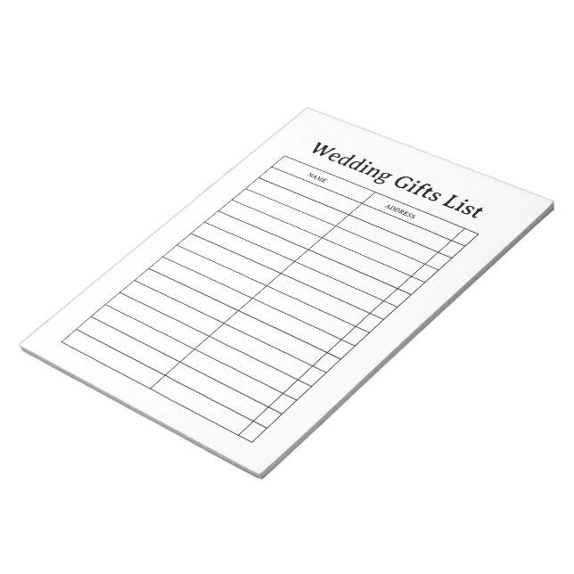 Bloc-note Wedding Gift List Notepad (Incliné)
