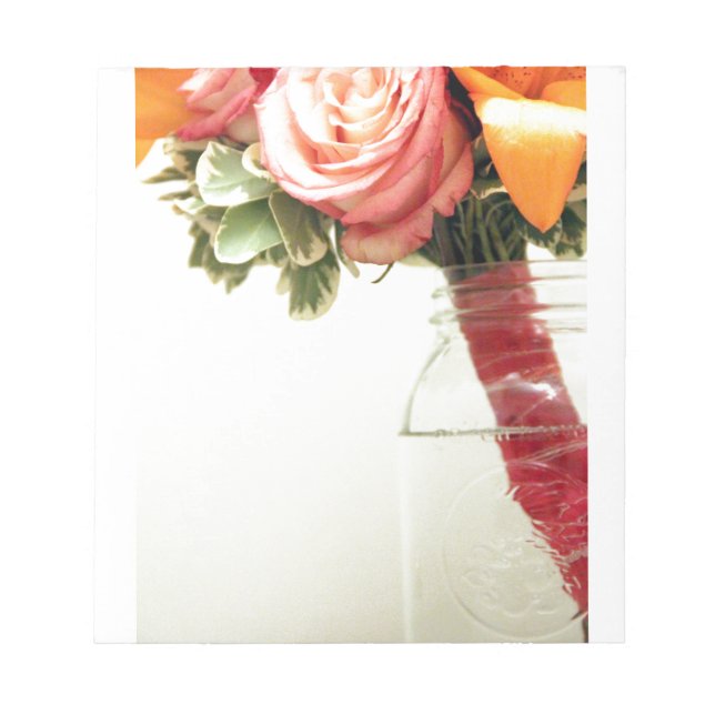 Bloc-note weding flowers pink orange rose customitis (Devant)