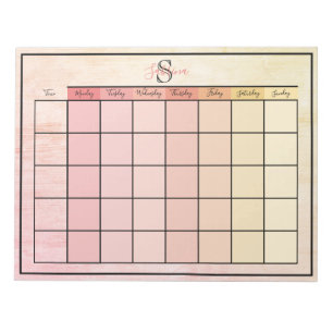 Bloc-note Weekly Planner Daily Pink Yellow Color Notepad