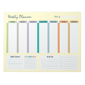 Bloc-note Weekly Planner Habit Tracker To Do List Notepad