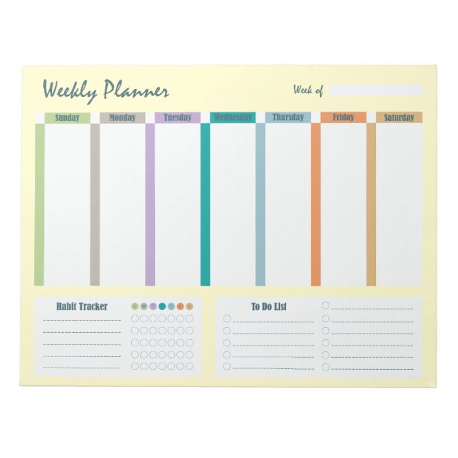 Bloc-note Weekly Planner Habit Tracker To Do List Notepad (Devant)