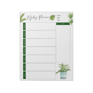 Bloc-note Weekly Planner  Minimalist plant illustration