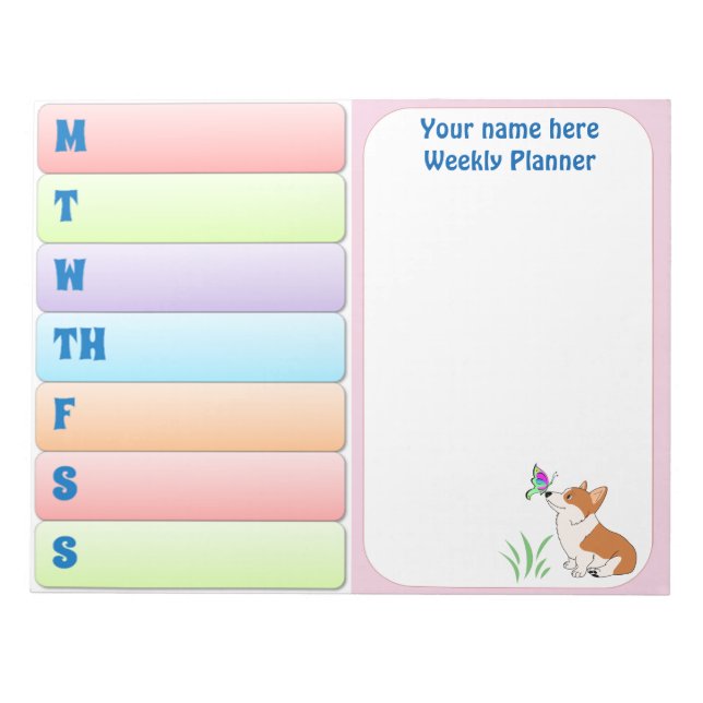 Bloc-note Welsh Corgi Weekly Planner (Devant)