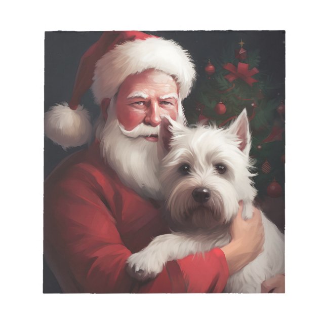 Bloc-note West Highland White Terrier Santa Claus Noël (Devant)
