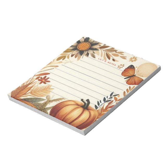 Bloc-note Whimsical Automne Citrouille Personnalisé (Tourné)