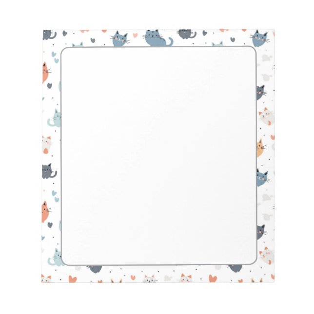 Bloc-note Whimsical Kitty papeterie mignonne Motif de chat (Devant)