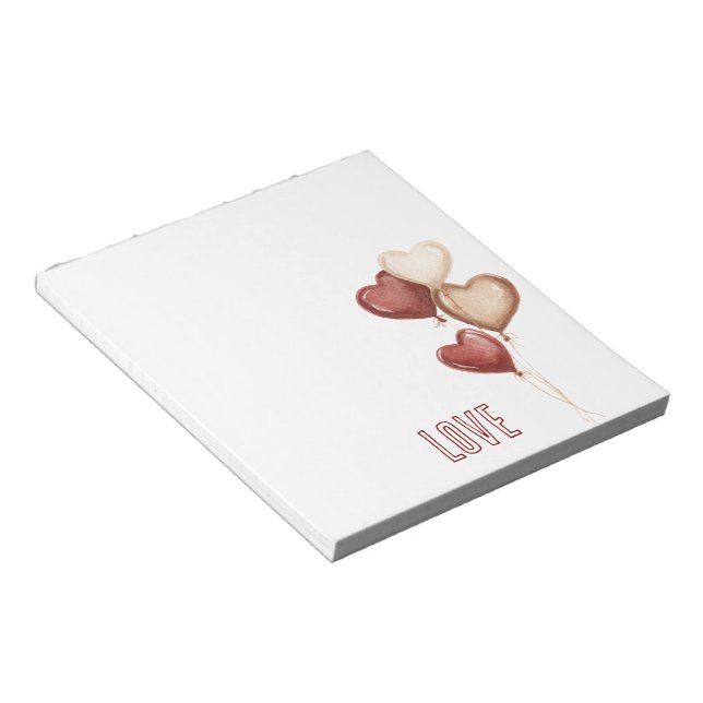 Bloc-note White Red Cream Heart Balloons Love  (Incliné)