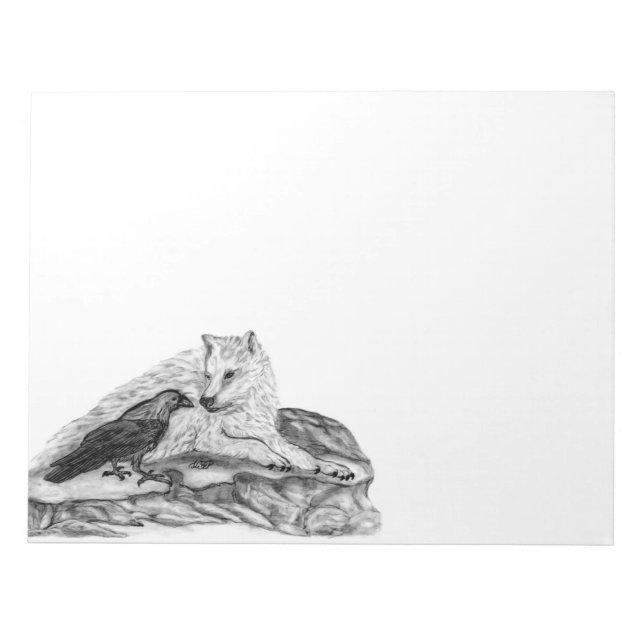 Bloc-note Wolf and Raven black and white design (Devant)