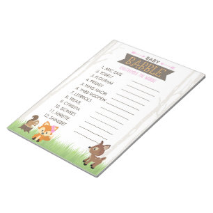 Bloc-note Word Scramble Girl Baby shower de bois Pack