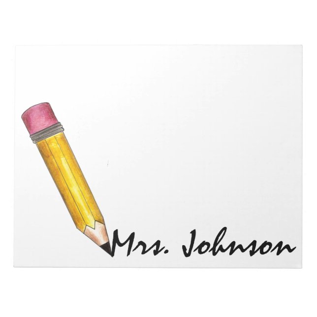 Bloc-note Yellow #2 Pencil Ecrire Anglais Enseignant École (Devant)