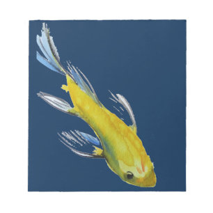 Bloc-note Yellow koi Japonais carp watercolour art fish