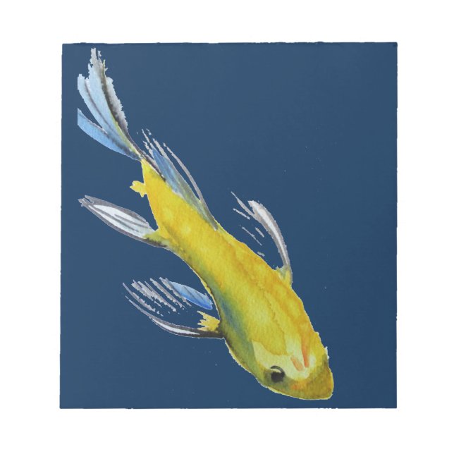 Bloc-note Yellow koi Japonais carp watercolour art fish (Devant)