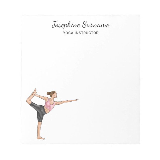 Bloc-note Yoga Instructeur Danseuse Pose Enseignant Nom Pers (Devant)