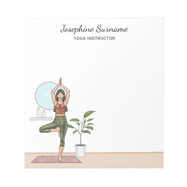 Bloc-note Yoga Instructor Tree Pose Entraînement Fitness Fem (Devant)