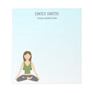 Bloc-note Yoga Woman In Lotus Pose And Yoga Instructeur Text