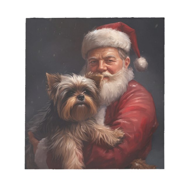 Bloc-note Yorkshire Terrier Santa Claus Festive Noël (Devant)