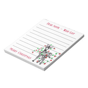 Bloc-note Zèbre de Noël festif, liste de souhaits du Père No