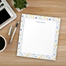 Bloc-notes à bordure de fleurs sauvages aquarelle
