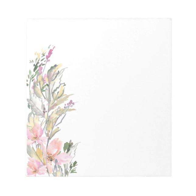 Bloc-notes à bordure florale Aquarelle (Devant)