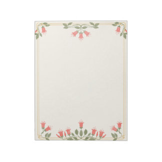 Bloc-notes à bordure florale fuchsia Art nouveau