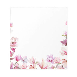 bloc-notes à fleurs rose