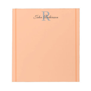 Bloc-notes à monogramme orange élégant