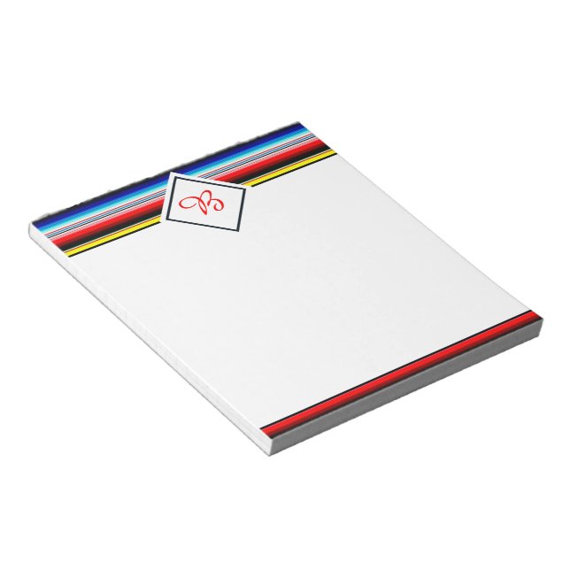 Bloc-notes à rayures sérigraphiées vives (Incliné)