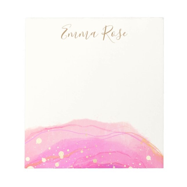 Bloc-notes Abstrait Aquarelle rose or (Devant)