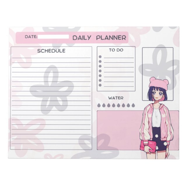 Bloc-notes Anime Girl Rose et Purple Daily Planner (Devant)