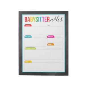 Bloc-notes Babysitter Notes pour les parents (gran