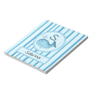Bloc-notes Baleine Bébé Mignon Rayures Bleues