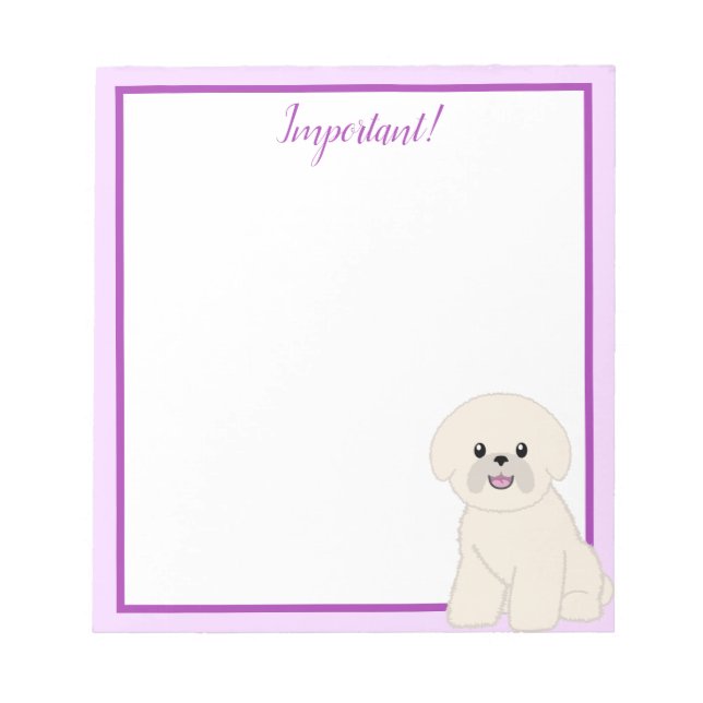 Bloc-notes blanc Bichon Frise (Devant)