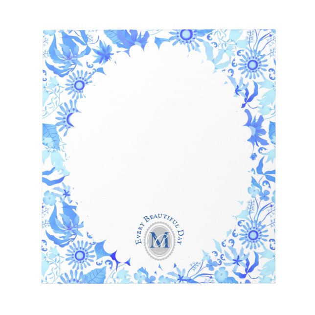 Bloc-notes bleu bleu brillant Floral Chic (Devant)