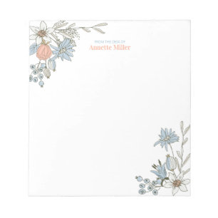 Bloc-notes bleu Boho Floral