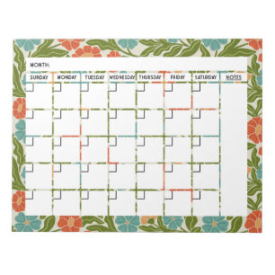 Bloc-notes Bohème Calendrier Fleur