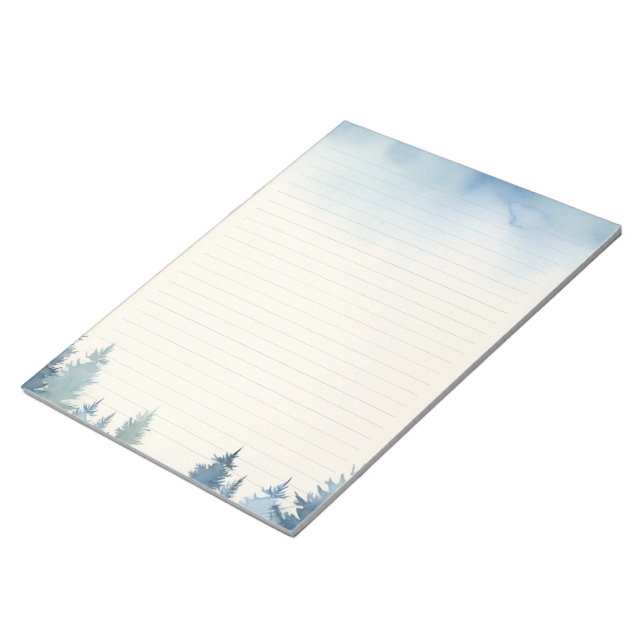 Bloc-notes bordé de pins bleus d'hiver (Incliné)