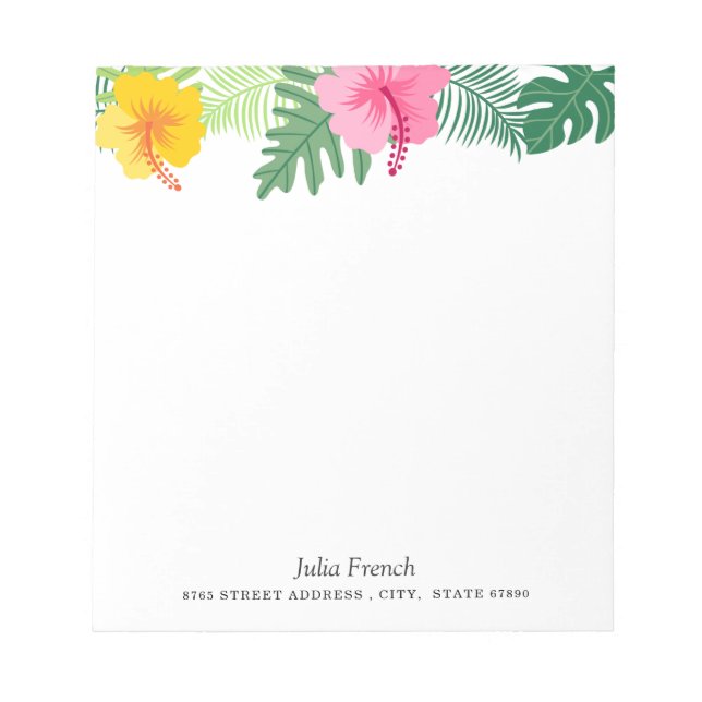 Bloc-notes botanique Tropical Pink Yellow Hibiscus (Devant)