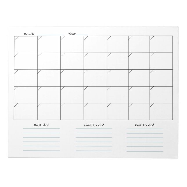 Bloc-notes Calendrier mensuel (Devant)