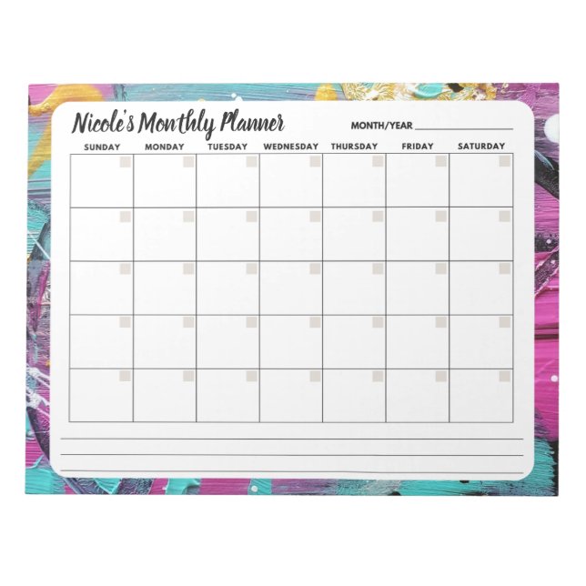 Bloc-notes Calendrier mensuel Abstrait (Devant)
