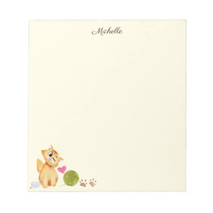 Bloc-notes chaton mignon Votre nom texte