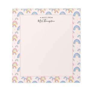 Bloc-notes Coeur arc-en-ciel rose pâle mignon Boho